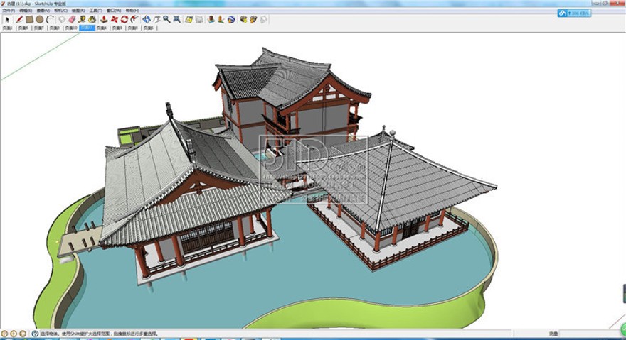 设计资源中式古建筑凉亭民居su草图-大师设计素材-模型sketchup精细skp可