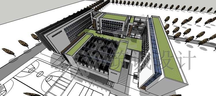 完整中小学-学校规划-su及单体建筑设计中学小学校园模型su