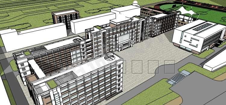 完整学校校园规划su及单体大学中学小学模型