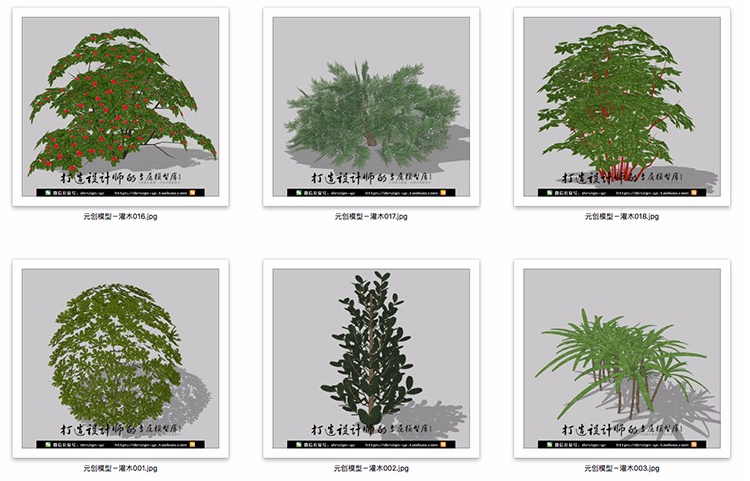 建筑景观SU场景模型草图-大师设计素材-模型3d模型组件素材库精品庭院植物