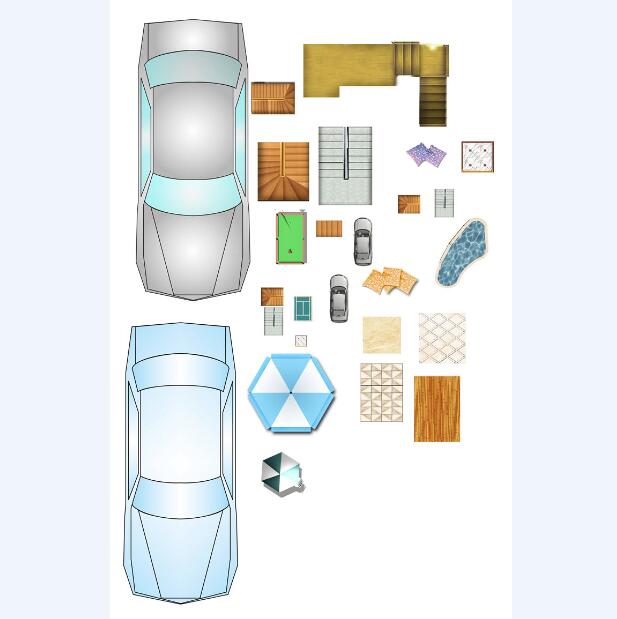 车psd-PS建筑景观室内素材-psd平面图效果图_