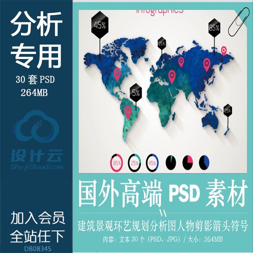 PSD-规划分析图高逼格高端国外PSD素材人物剪影箭头符号