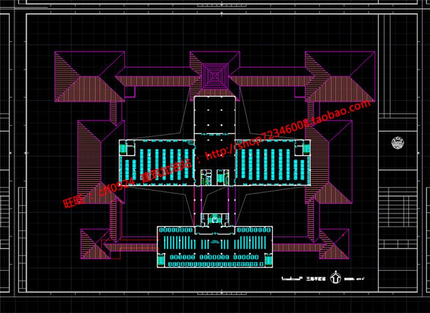 图书馆建筑方案设计cad图纸总图平面立面剖面效果图