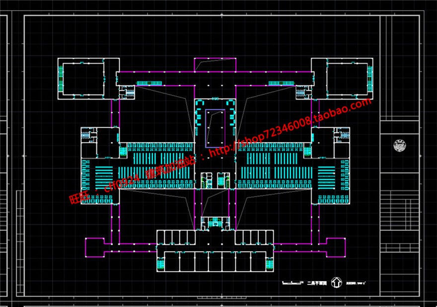 图书馆建筑方案设计cad图纸总图平面立面剖面效果图