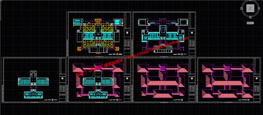 图书馆建筑方案设计cad图纸总图平面立面剖面效果图