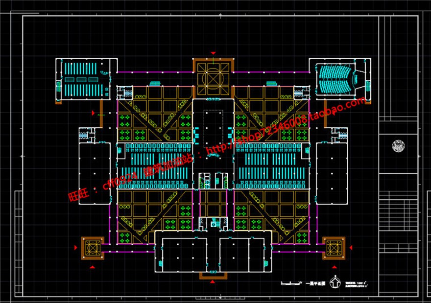 图书馆建筑方案设计cad图纸总图平面立面剖面效果图