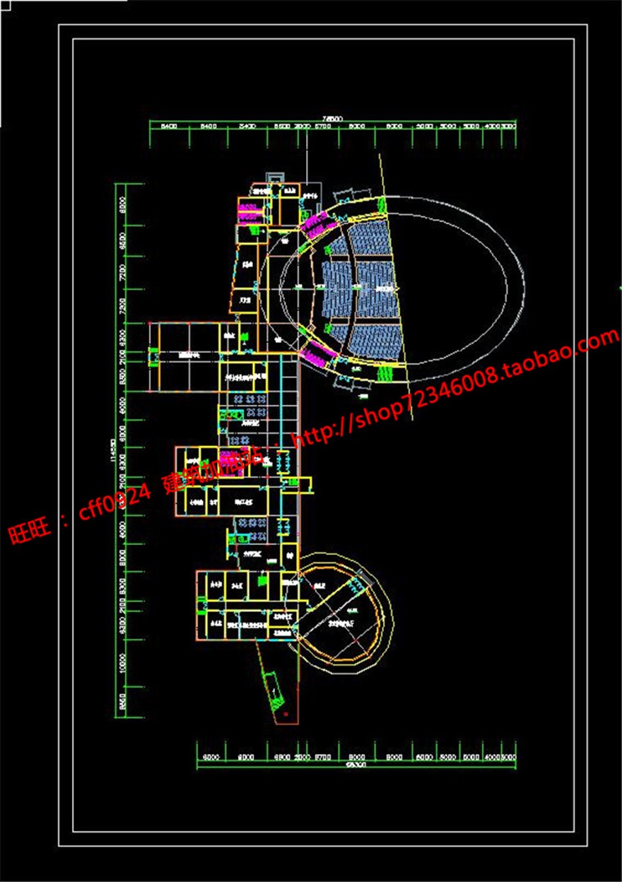 景观建筑规划项目图书预览中心展览cad图纸平面效果图参考图