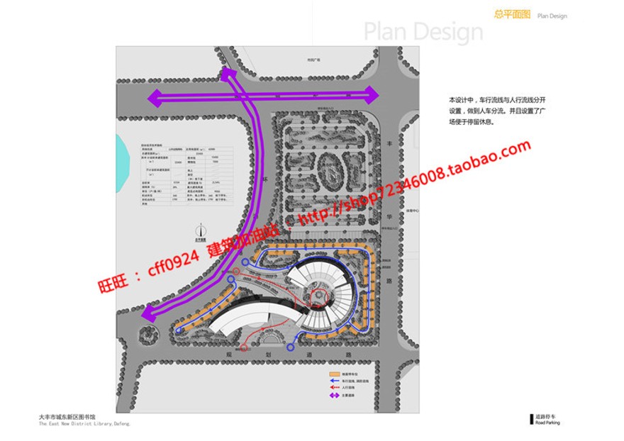 高清文本图书馆投标景观建筑规划项目cad总图平面su模型skp效果图