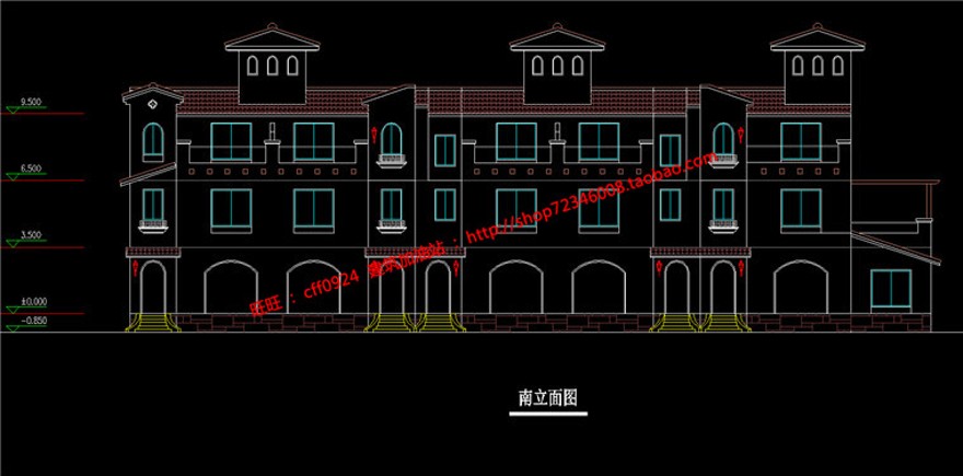 cad平立剖su模型效果图3dmax欧式美式联排商业别墅多方案建筑