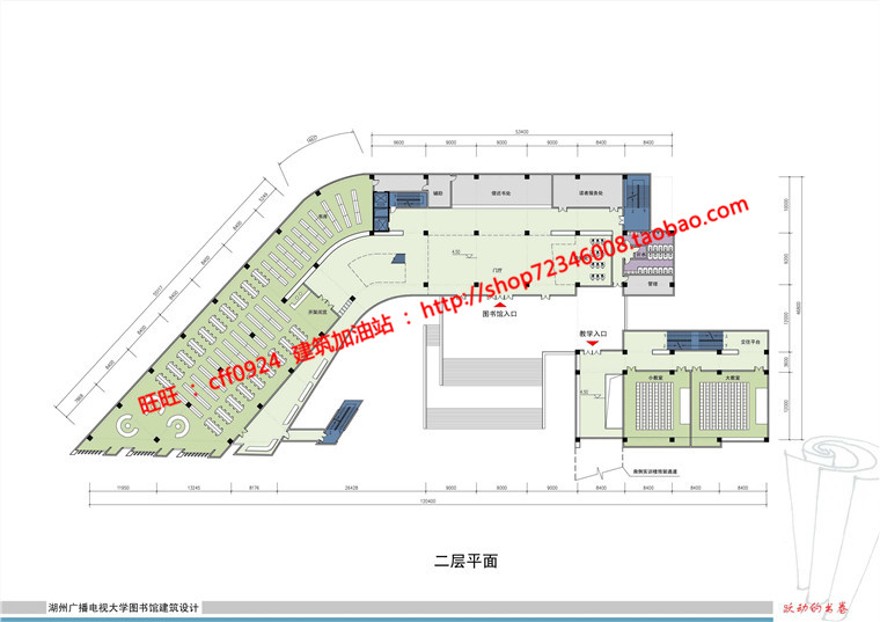 现代风图书馆建筑方案设计多层教育建筑cad图纸效果图s建筑资源