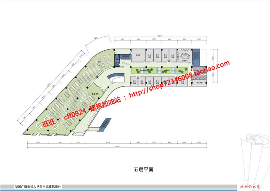 现代风图书馆建筑方案设计多层教育建筑cad图纸效果图s建筑资源