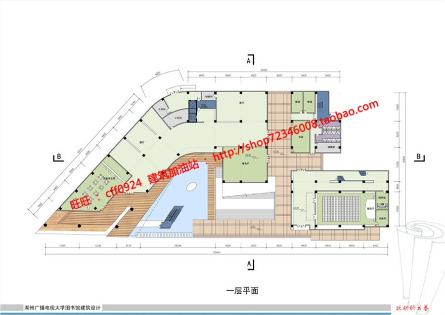 现代风图书馆建筑方案设计多层教育建筑cad图纸效果图s建筑资源