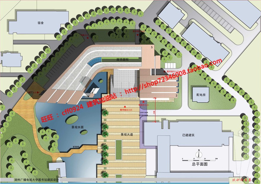 现代风图书馆建筑方案设计多层教育建筑cad图纸效果图s建筑资源