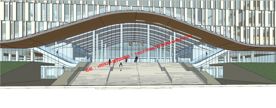 图书馆建筑方案设计现代风风格su模型cad图纸效果图全套