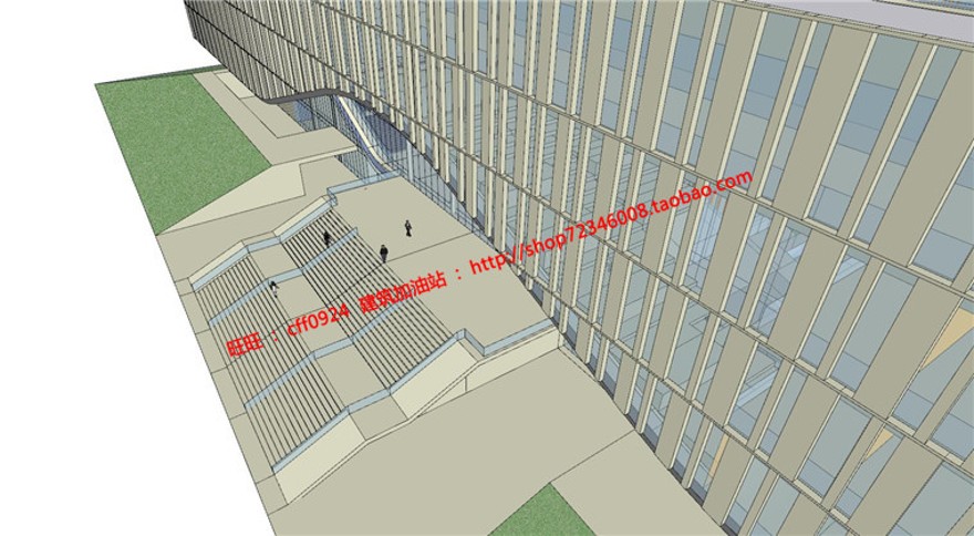 图书馆建筑方案设计现代风风格su模型cad图纸效果图全套