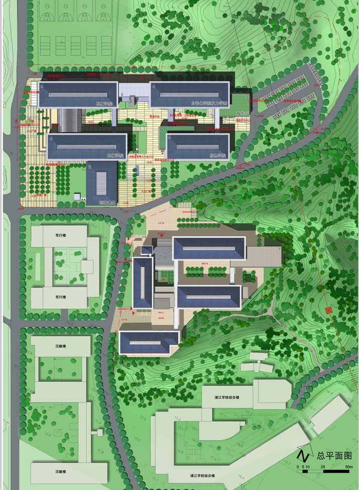 成套-南京工业大学行政楼教学楼图书馆CAD/SU模型