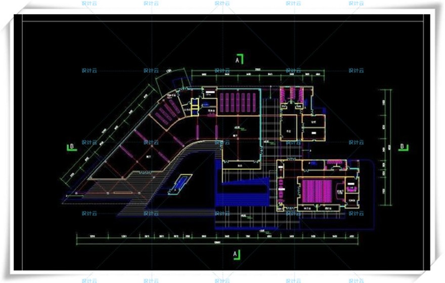 完整套大学图书馆建筑cad及文本/su精选模型加效果图