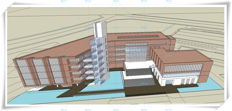 完整套大学图书馆建筑cad及文本/su精选模型加效果图