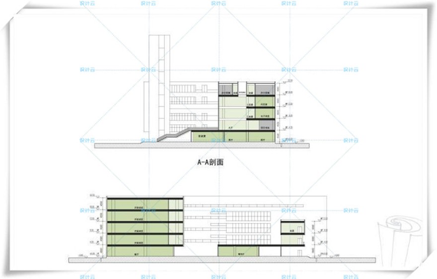 完整套大学图书馆建筑cad及文本/su精选模型加效果图