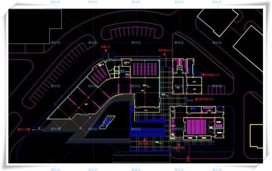 完整套大学图书馆建筑cad及文本/su精选模型加效果图