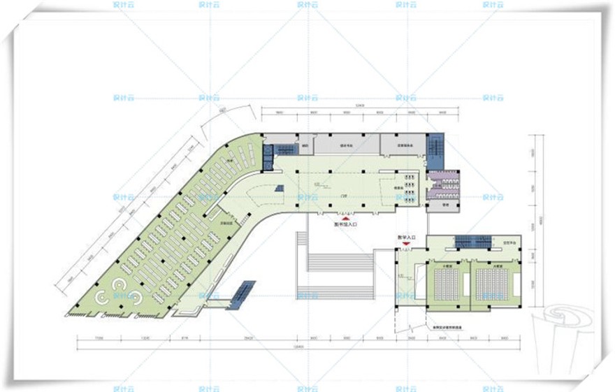 完整套大学图书馆建筑cad及文本/su精选模型加效果图