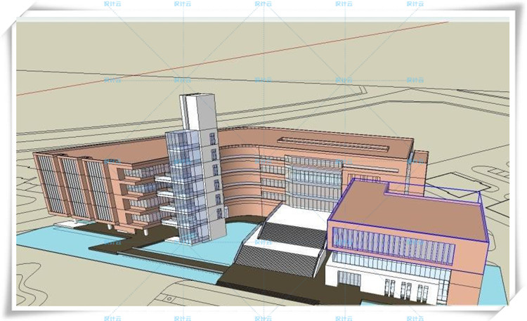 完整套大学图书馆建筑cad及文本/su精选模型加效果图