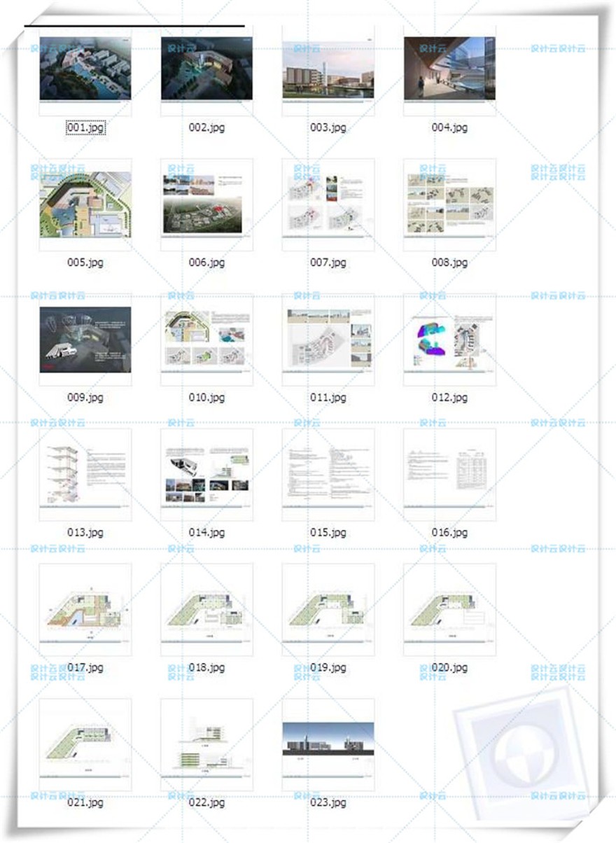 完整现代风风格五层图书中心设计cad平立剖+SU模型+效果图