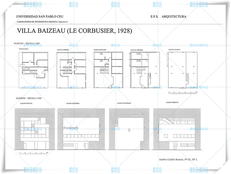 完整迦太基su模型有CAD分析villaBaizeau柯布西耶leCorbusier