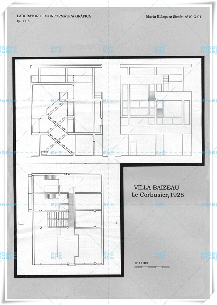 完整迦太基su模型有CAD分析villaBaizeau柯布西耶leCorbusier