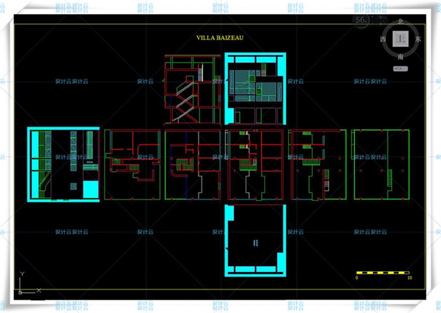 完整迦太基su模型有CAD分析villaBaizeau柯布西耶leCorbusier