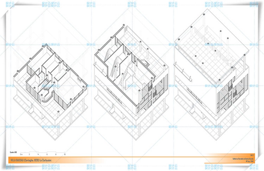 完整迦太基su模型有CAD分析villaBaizeau柯布西耶leCorbusier