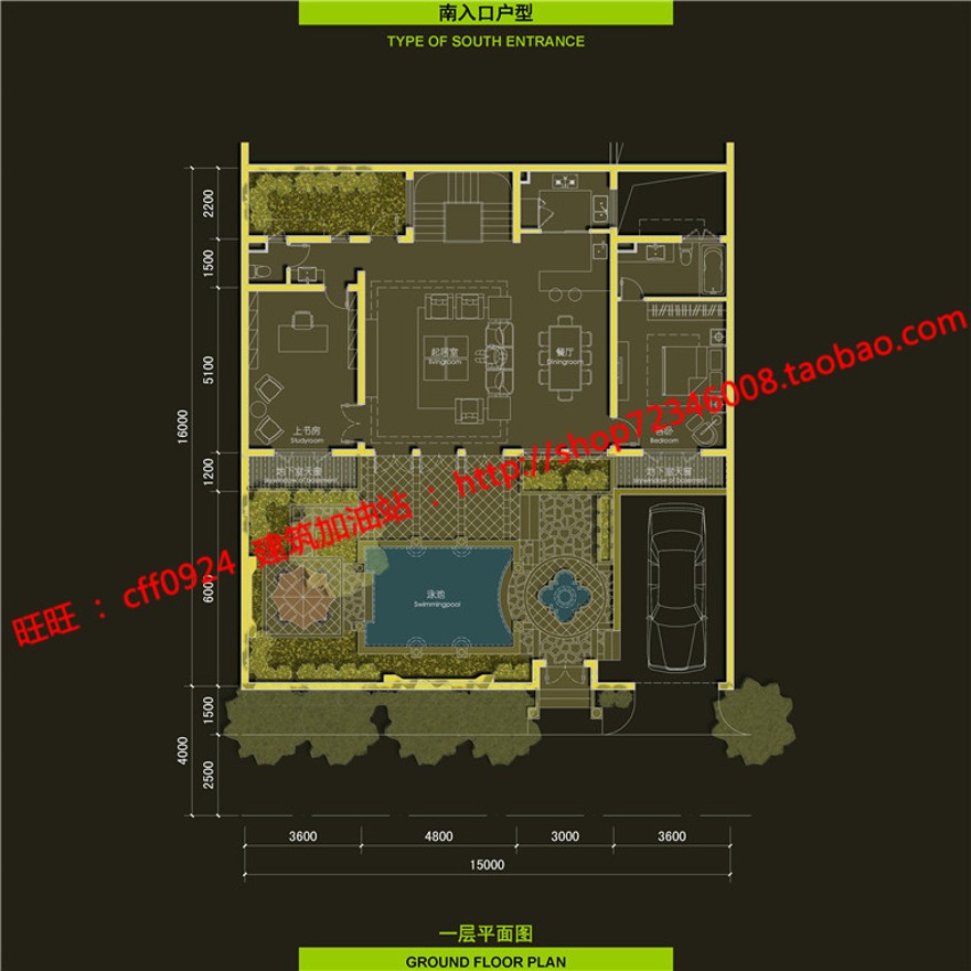 绿地商业别墅群居住建筑古典园林风格建筑su模型+cad图纸+ppt文本