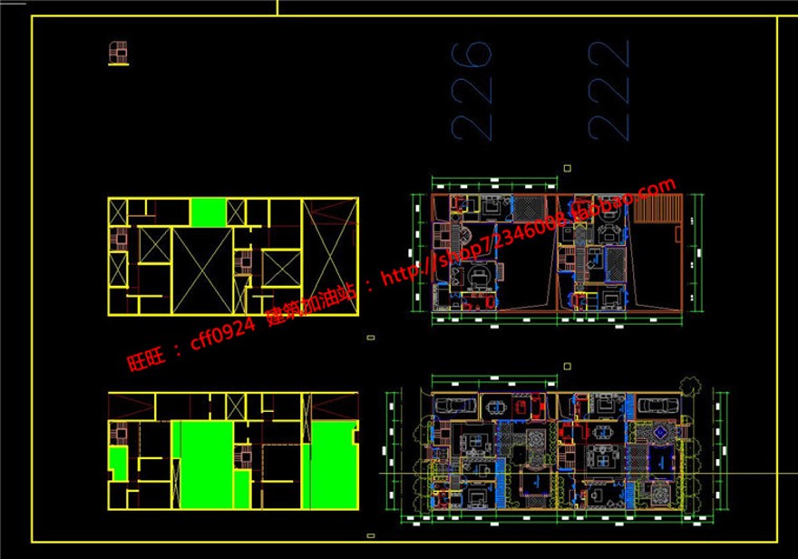 绿地商业别墅群居住建筑古典园林风格建筑su模型+cad图纸+ppt文本