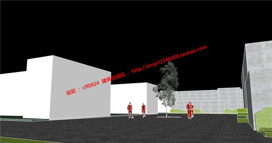 绿地商业别墅群居住建筑古典园林风格建筑su模型+cad图纸+ppt文本