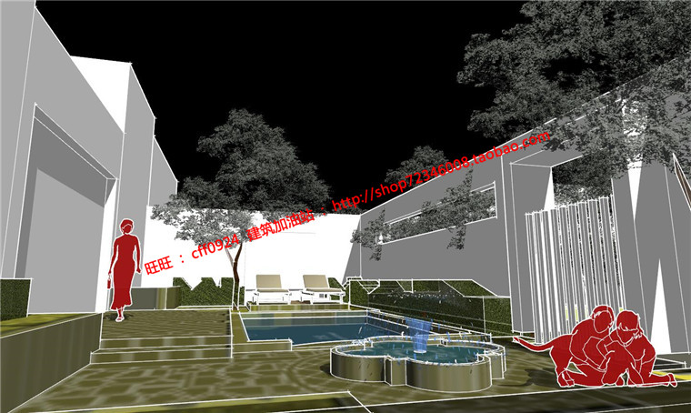 绿地商业别墅群居住建筑古典园林风格建筑su模型+cad图纸+ppt文本