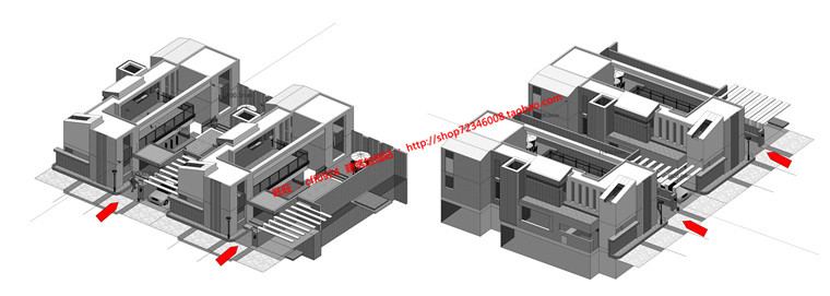 中式商业别墅群小区规划高档建筑cad总图户型su模型ppt文本