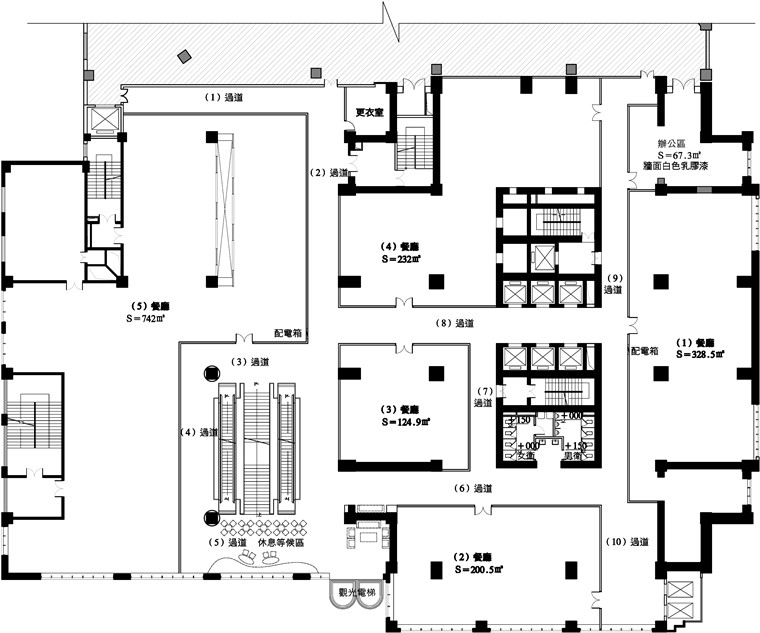 新世纪餐饮广场设计效果图+CAD施工图设计说明建筑景观规划资料