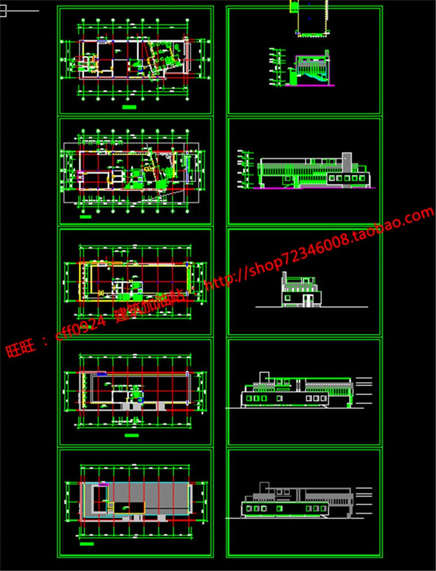 休闲茶餐厅建筑方案设计cad图纸总图平立剖施工图效建筑资源