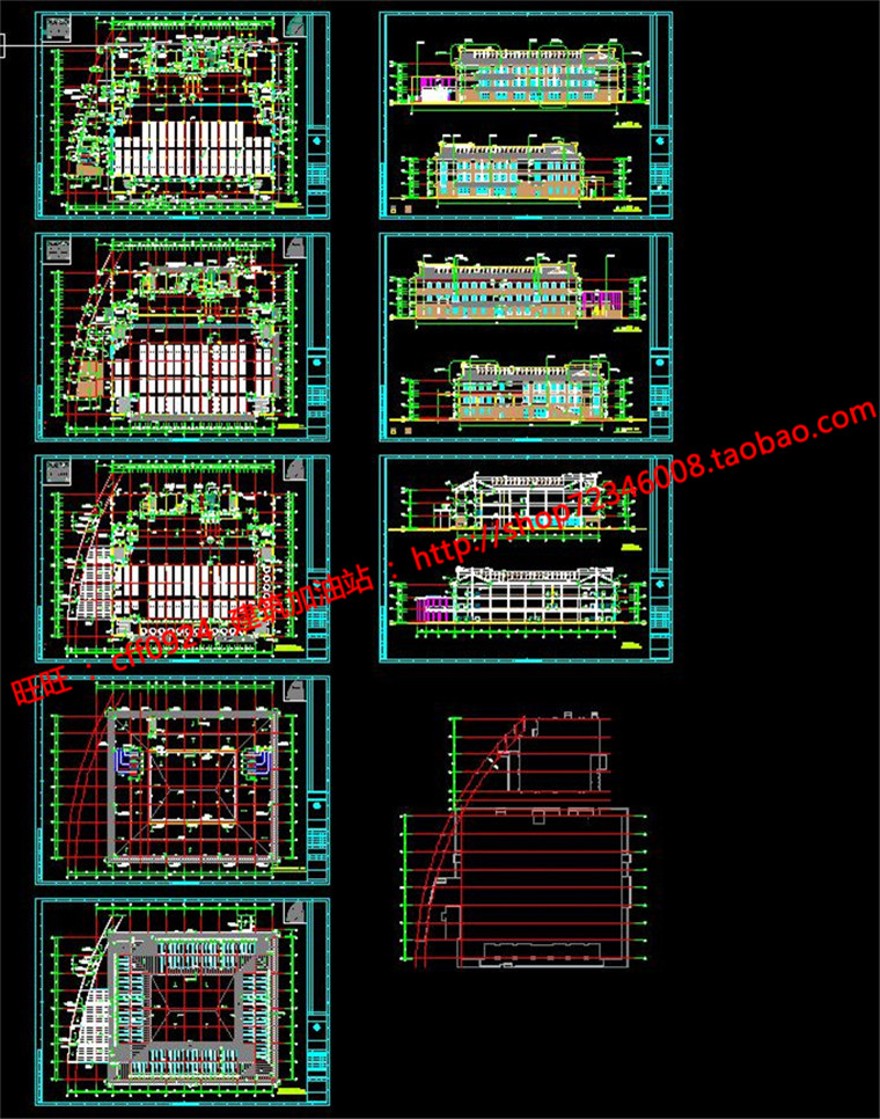 学校食堂餐厅饭堂建筑方案cad总图平立剖施工效果图