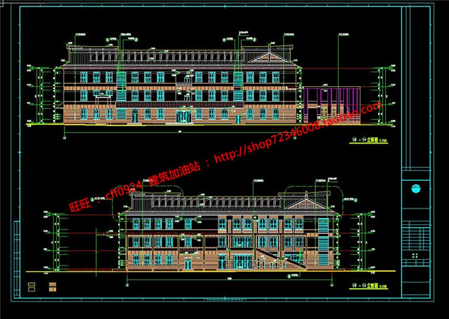 学校食堂餐厅饭堂建筑方案cad总图平立剖施工效果图