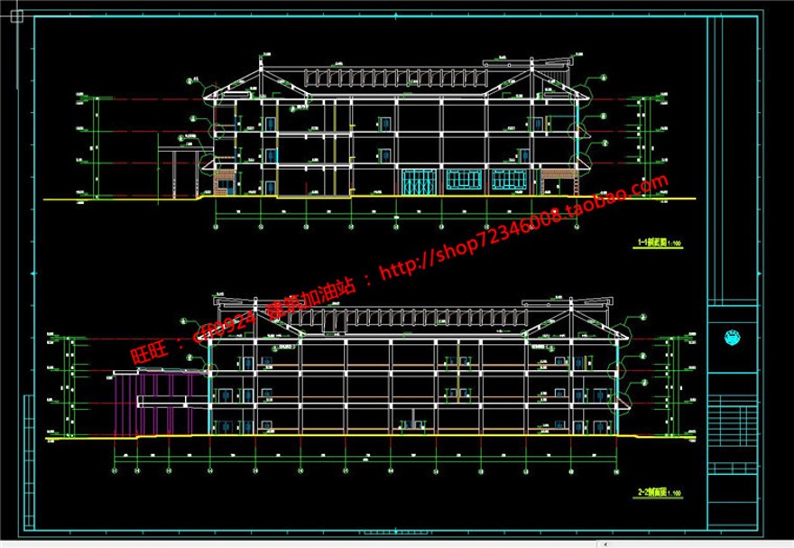 学校食堂餐厅饭堂建筑方案cad总图平立剖施工效果图