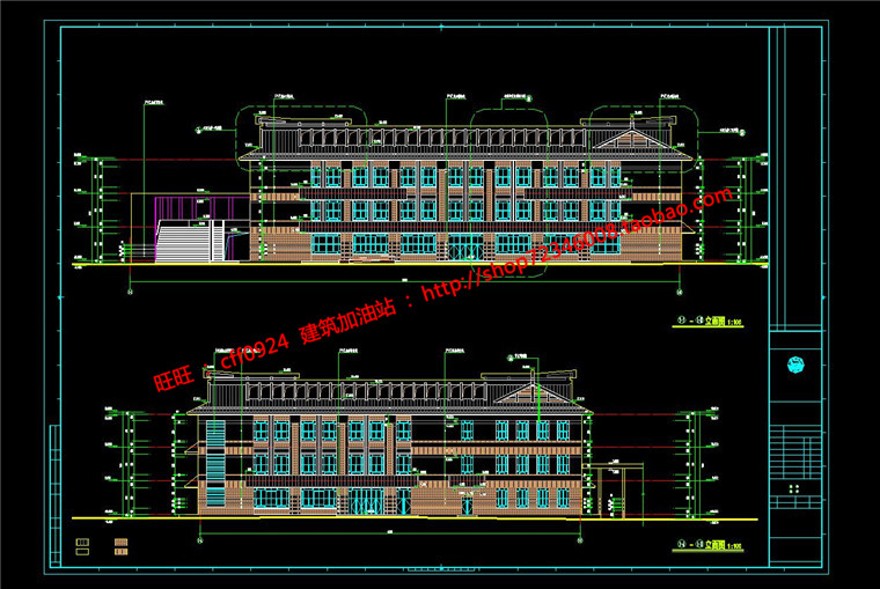 学校食堂餐厅饭堂建筑方案cad总图平立剖施工效果图