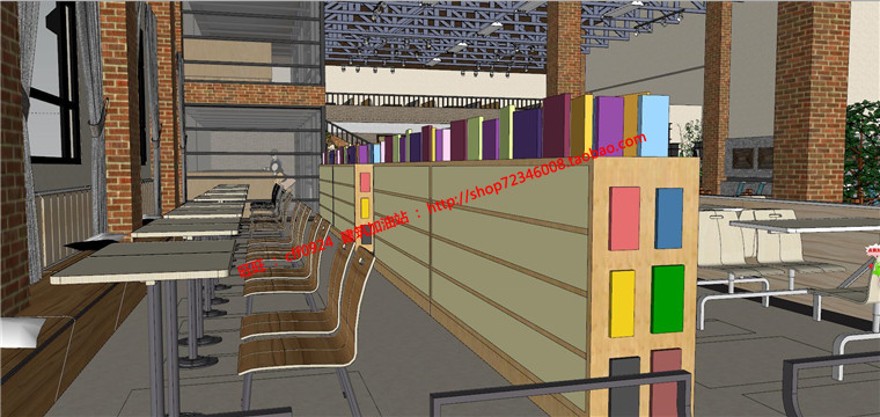 室内餐厅建筑方案设计su模型+cad平面天花图