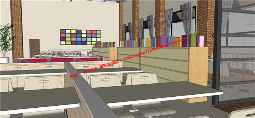 室内餐厅建筑方案设计su模型+cad平面天花图