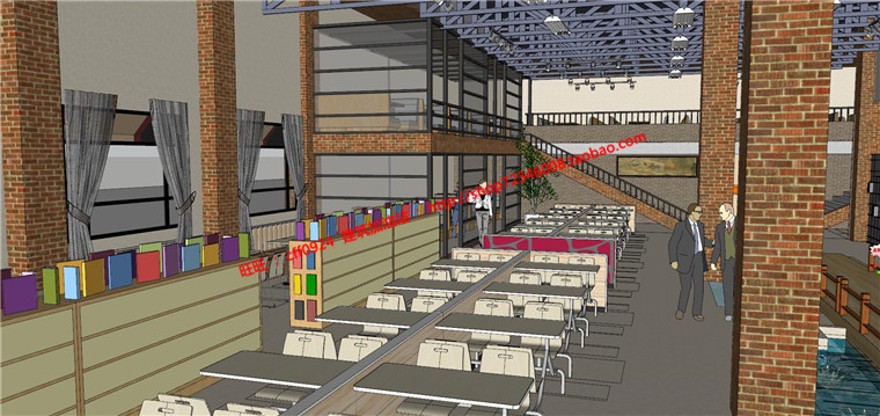 室内餐厅建筑方案设计su模型+cad平面天花图