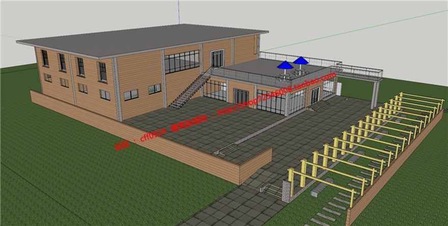 咖啡馆茶餐厅建筑方案设计休闲中心cad图纸平面+su模型