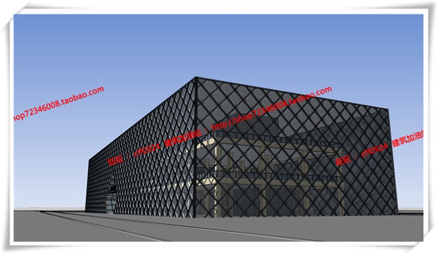 建筑资源97山东临沂公建餐厅饭店cad平面立面总图+su+效果图+3Dmax