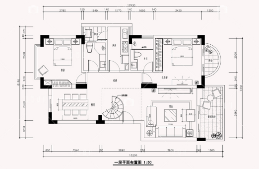 资源素材现代风简约客厅餐厅卧室效果图CAD施工图原创设计