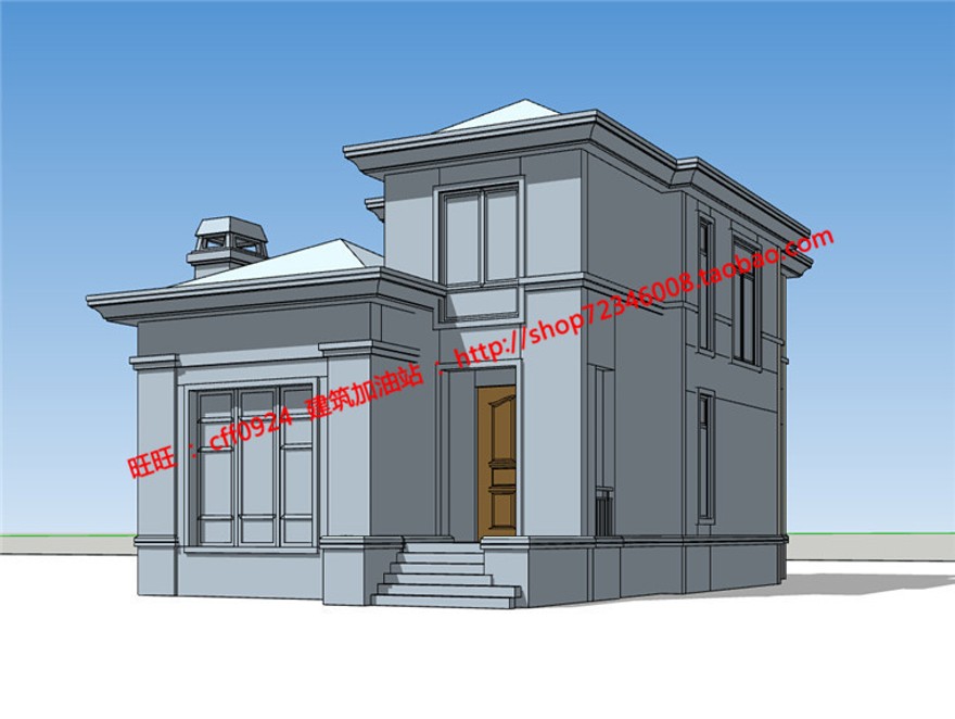 农村欧式美式商业别墅建筑方案设计参考有cad图纸效果图su模型