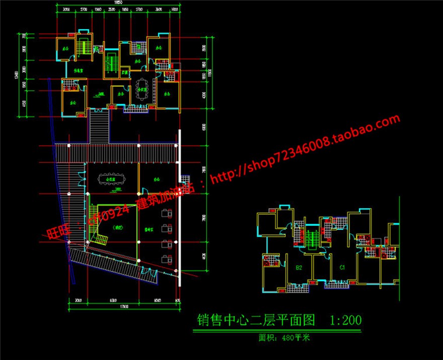 会所售楼处全套建筑效果图jpg方案设计cad平面图